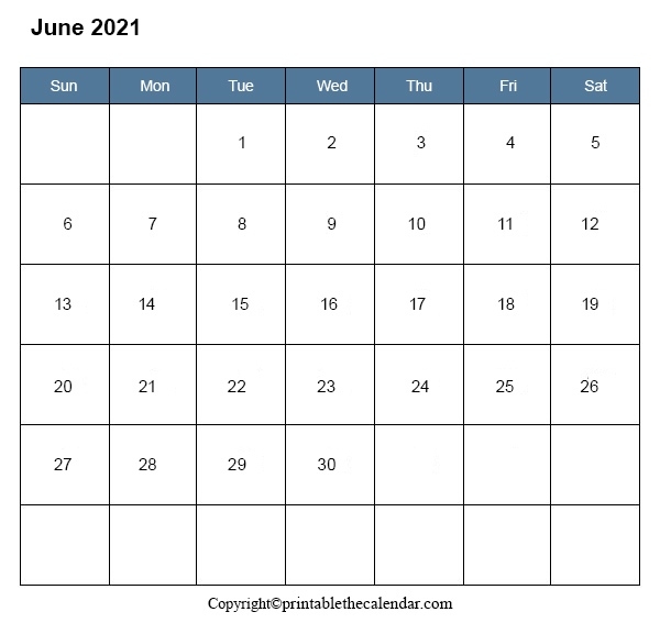 Editable June Calendar 2021 | Printable The Calendar June 2021 Calendar Editable
