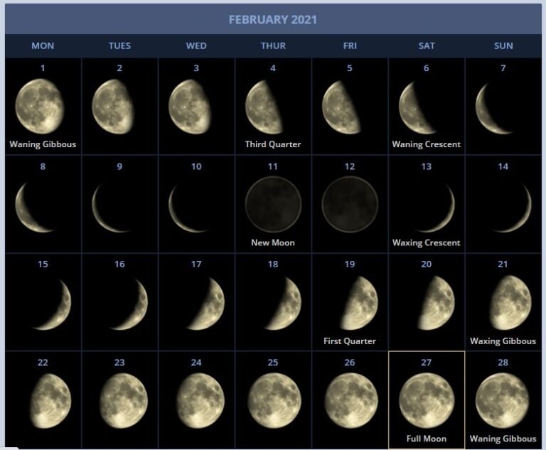 February 2021 Moon Phases Calendar Printable Free Download | Calendarbuzz August 2021 Lunar Calendar