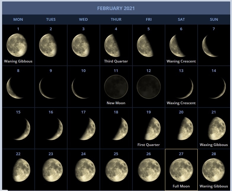 February 2021 Moon Phases Calendar Printable Free Download | Calendarbuzz July 2021 Lunar Calendar