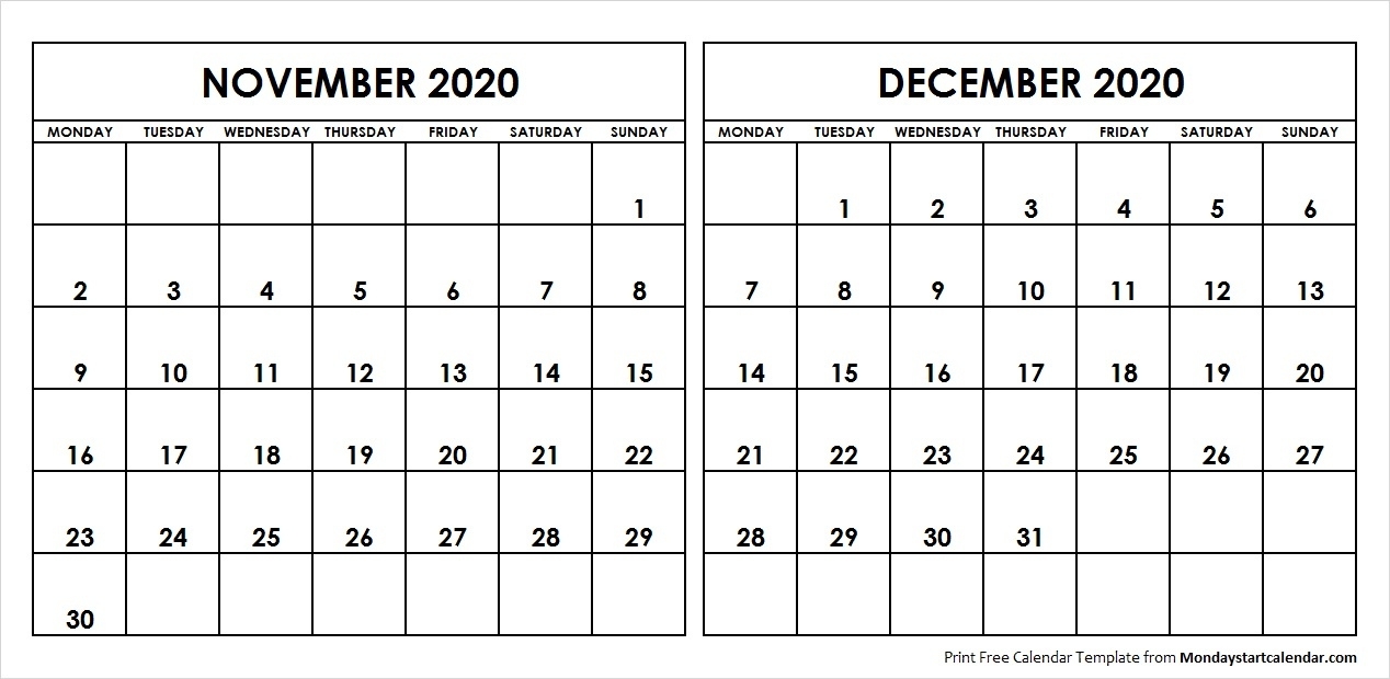 Fillable Calendar November And December 2020 | Fillable Calendar 2021 November December 2020 January February 2021 Calendar
