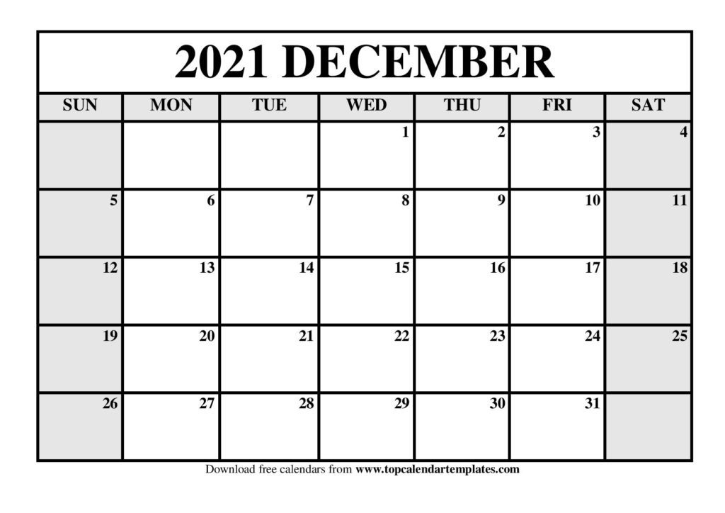 Free December 2021 Calendar Printable - Blank Templates December 21St 2021 Mayan Calendar