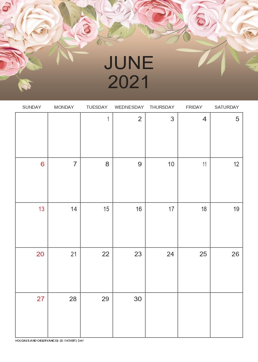 Free Download June 2021 Printable Calendar Templates Pdf June 2021 Blank Calendar Printable