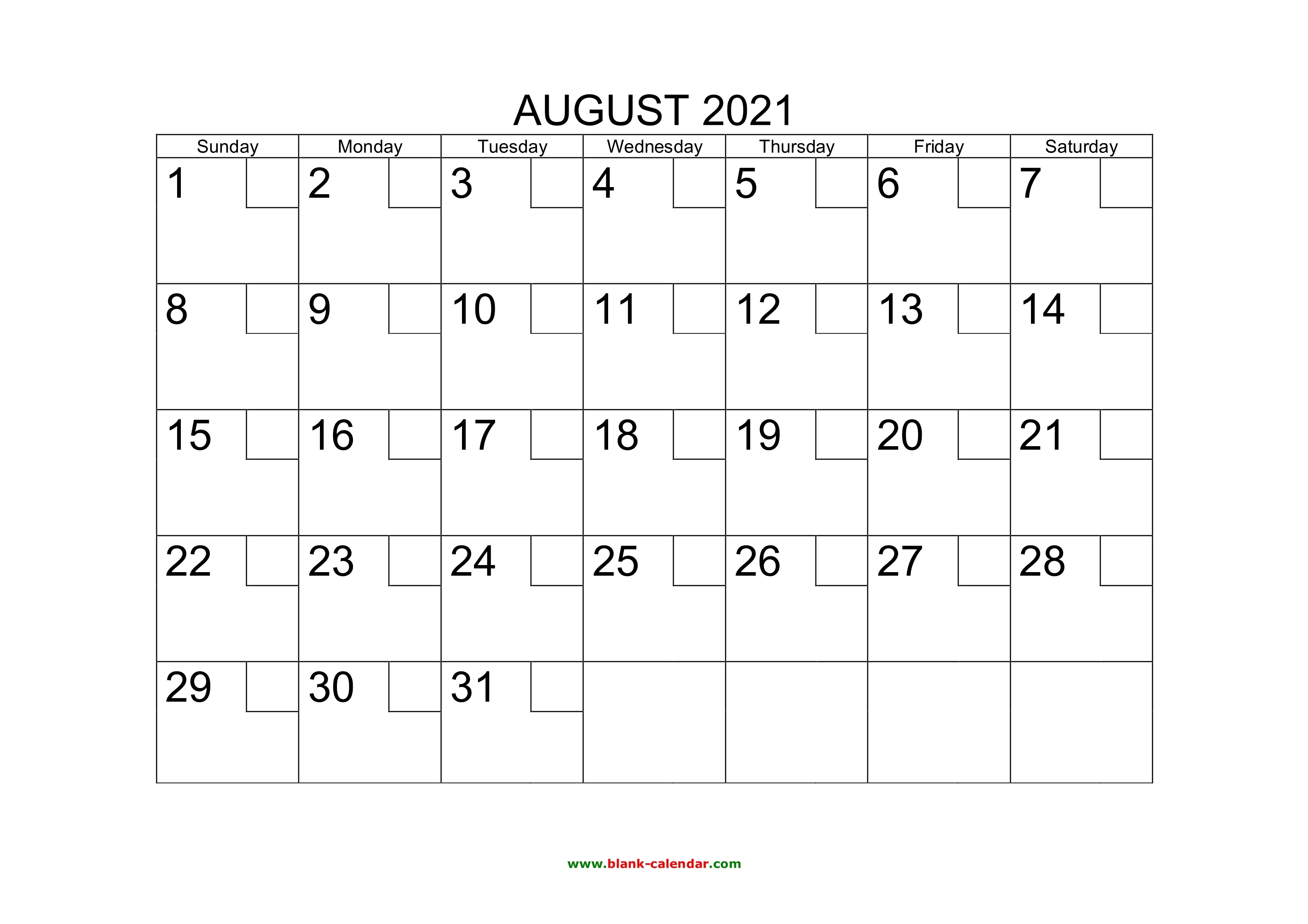 Free Download Printable August 2021 Calendar With Check Boxes August 2021 Calendar Month