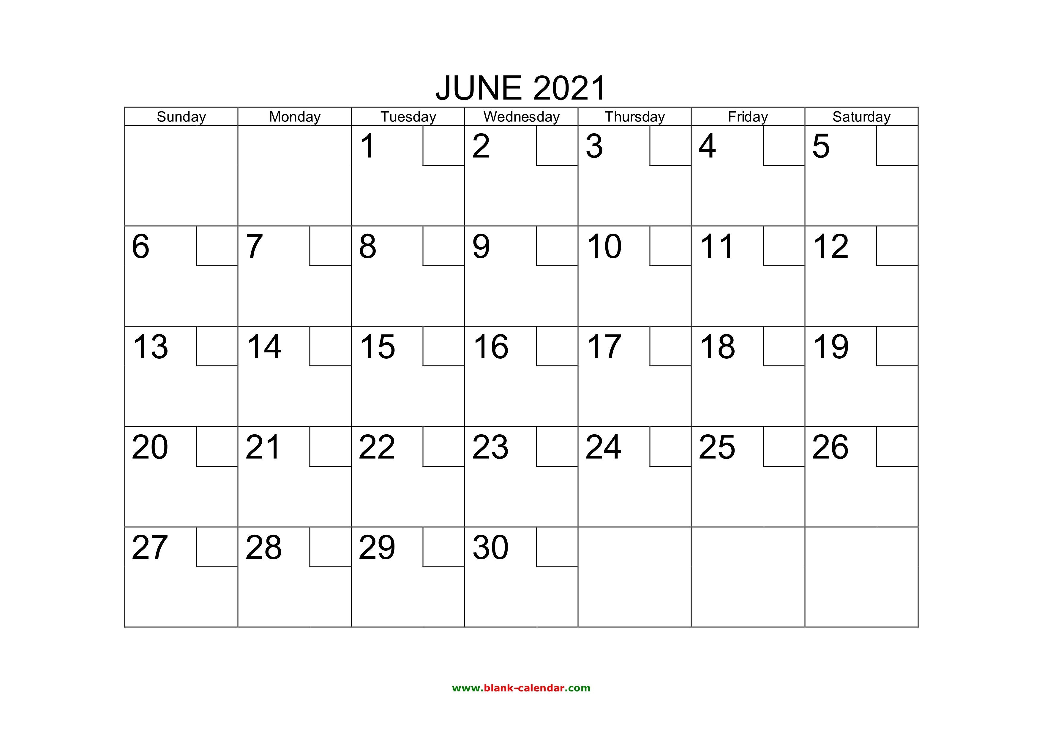 Free Download Printable June 2021 Calendar With Check Boxes Printable June 2021 Calendar Page