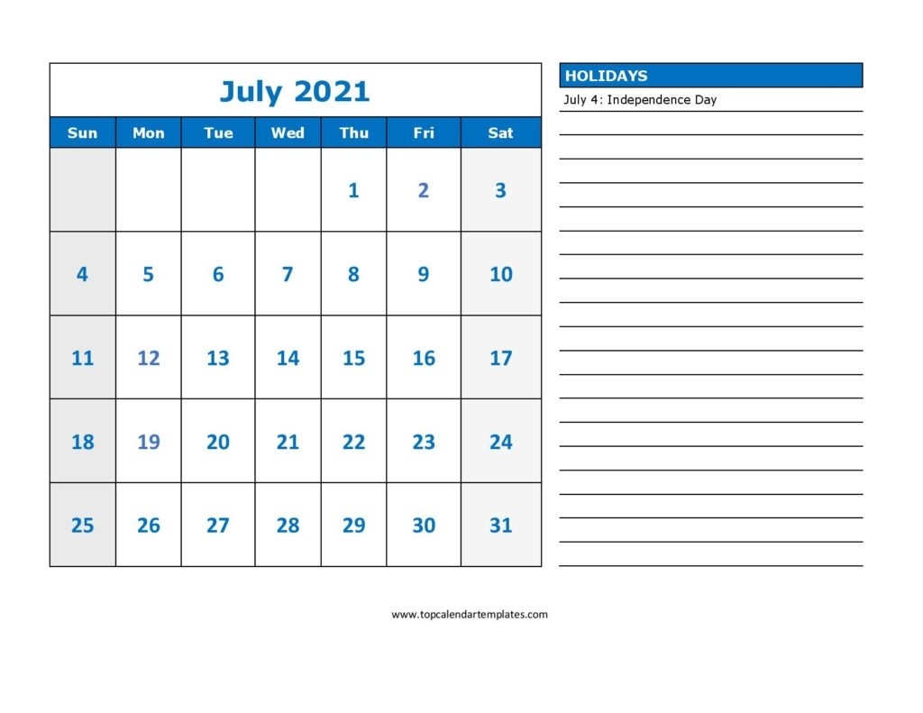 Free July 2021 Calendar Printable (Pdf, Word) Templates Editable July 2021 Calendar