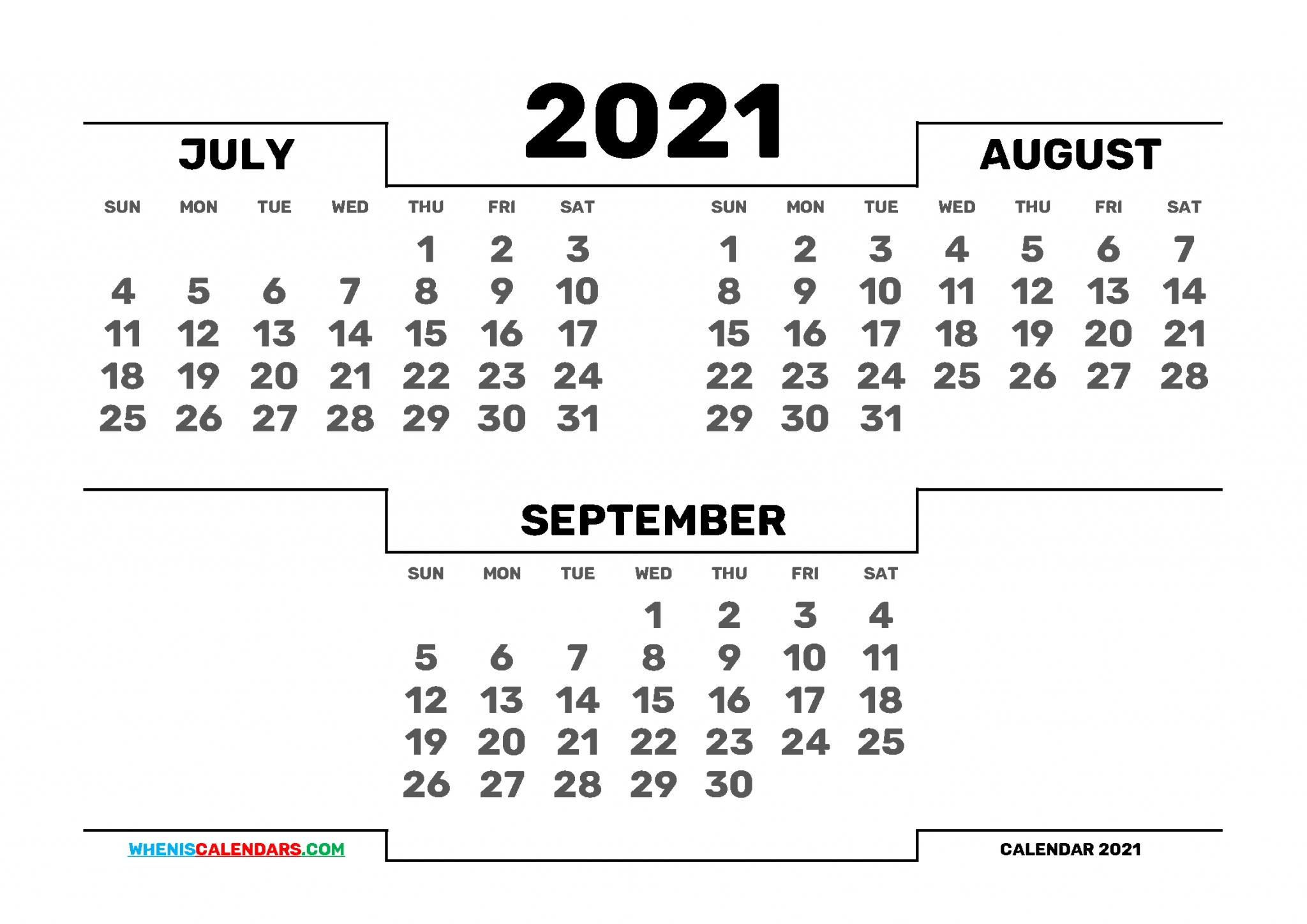 Free July August September 2021 Calendar Printable 214933 Calendar For August And September 2021