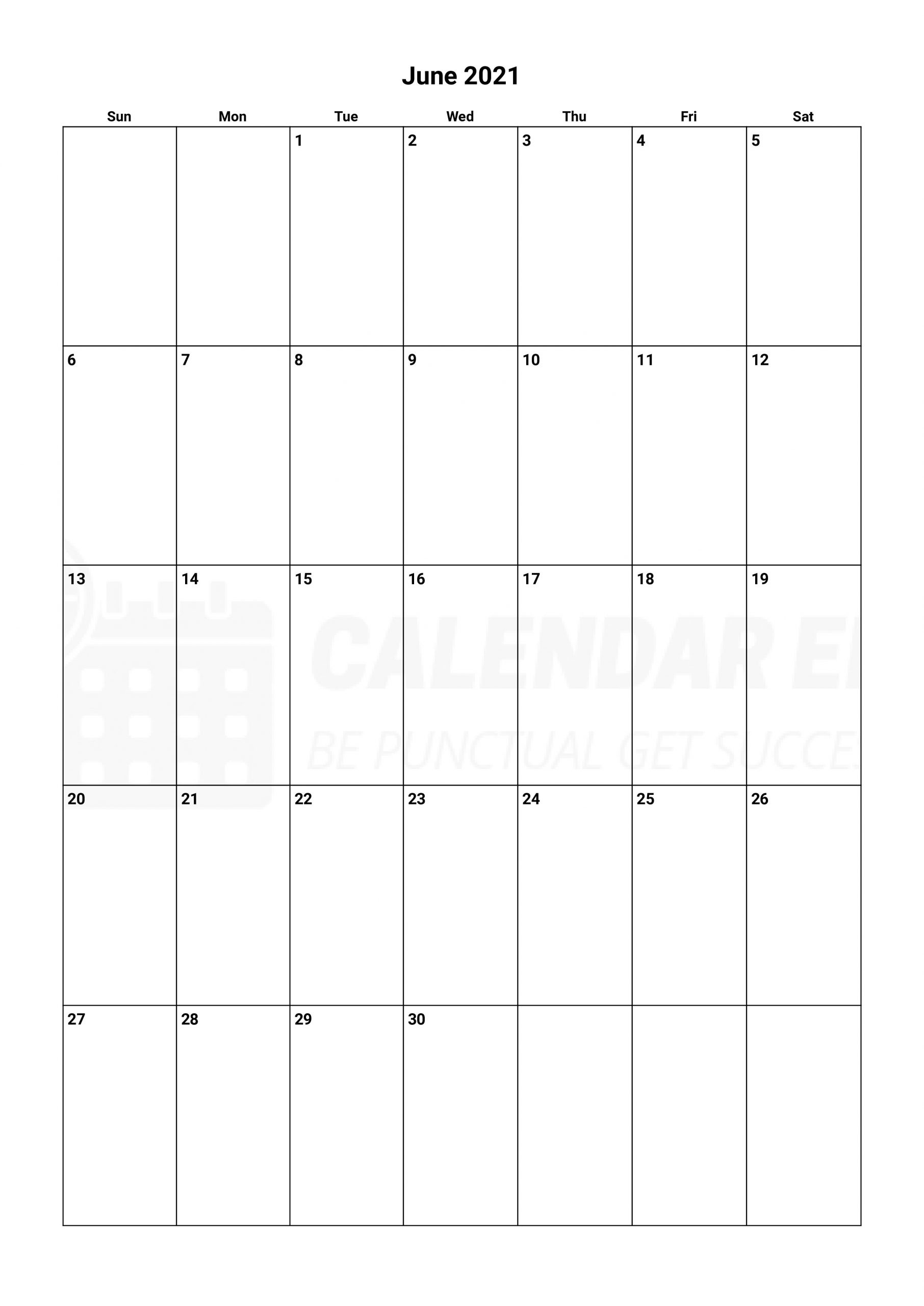 Free June 2021 Calendars | 2021 Blank Printable Templates June 2021 Calendar Blank