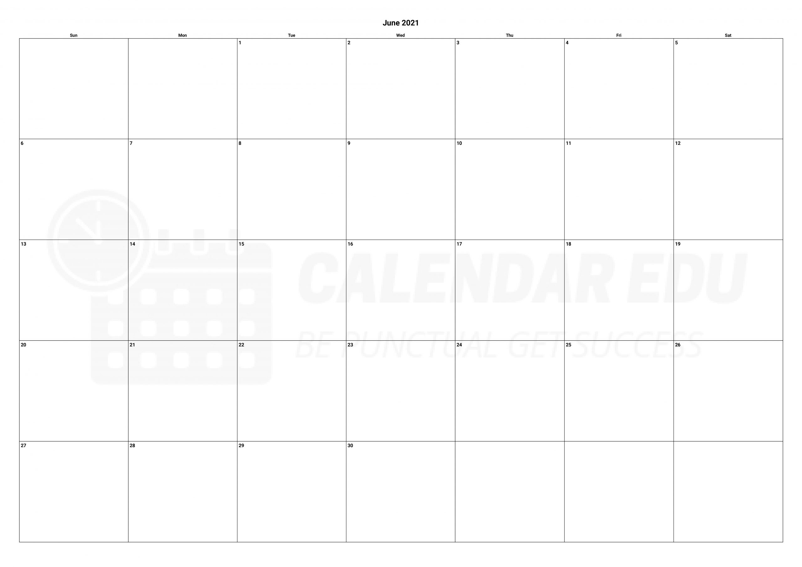 Free June 2021 Calendars | 2021 Blank Printable Templates June 2021 Calendar Blank