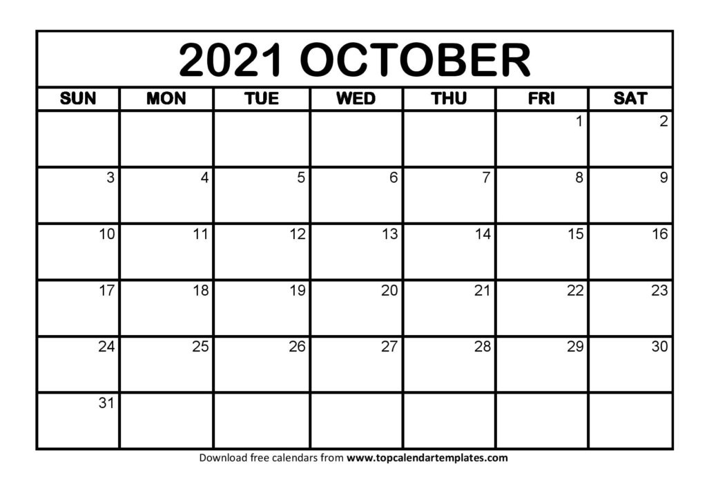 Free October 2021 Calendar Printable (Pdf, Word) Templates August 2021 Calendar Events