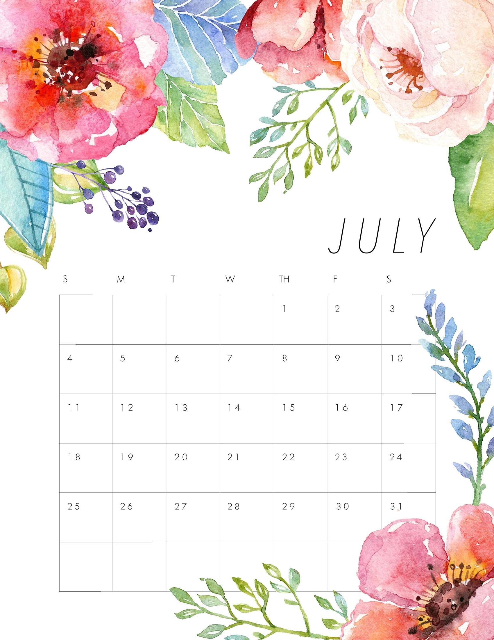 Free Printable 2021 Floral Calendar - The Cottage Market December 2021 Calendar Floral