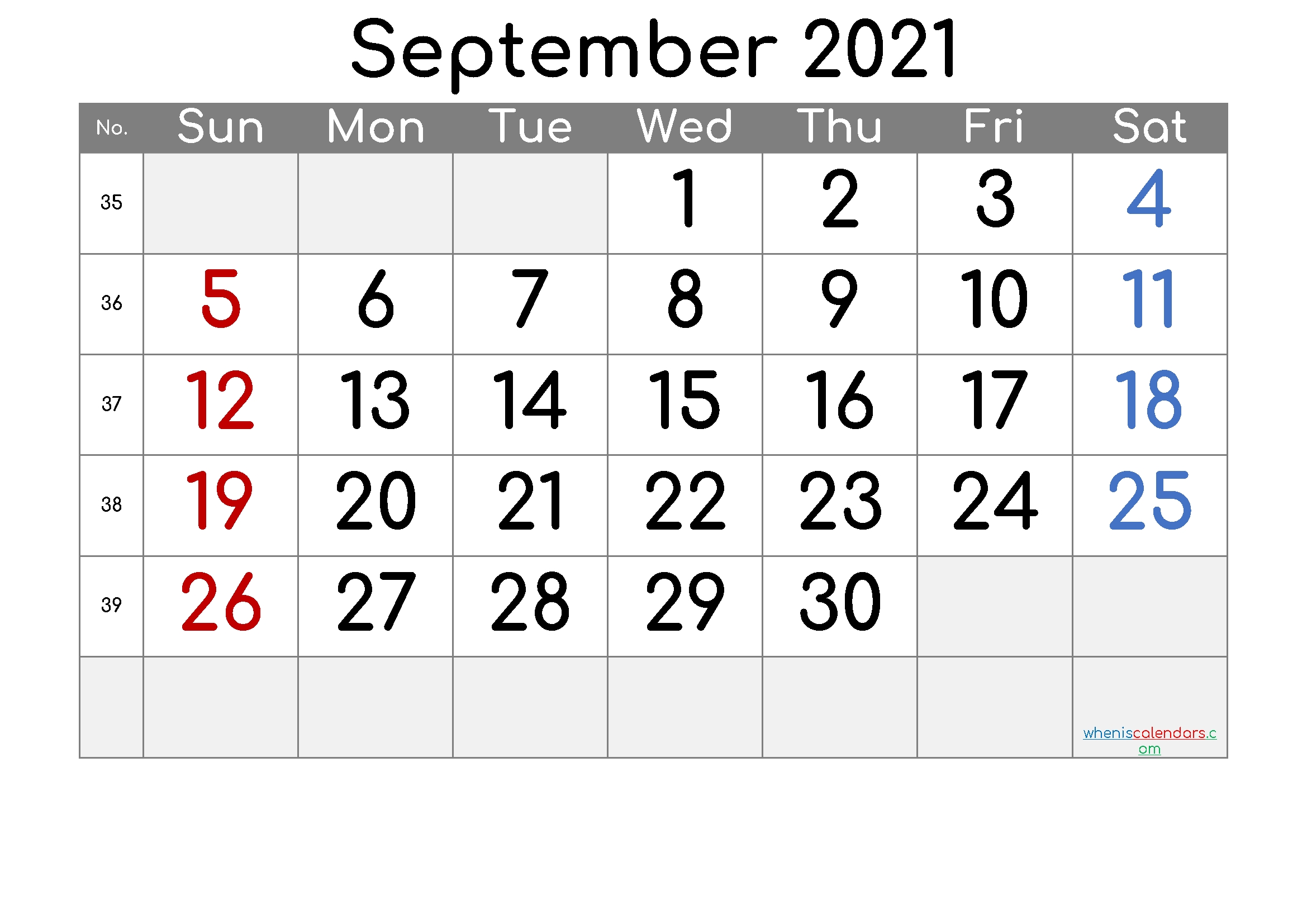 Free Printable Calendar 2021 September - 6 Templates 2021 Calendar September Month