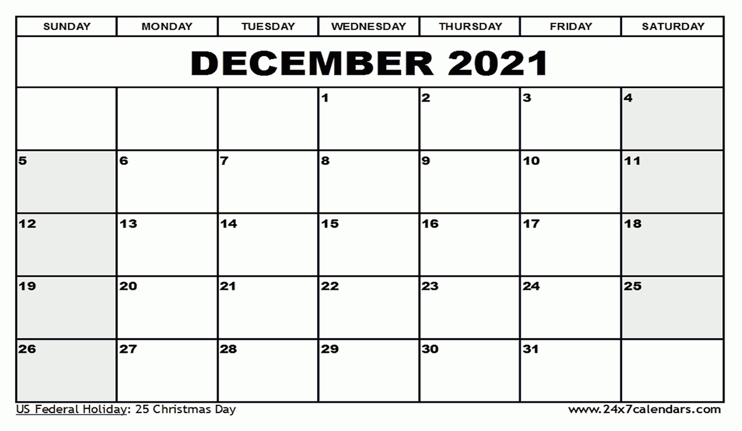 Free Printable December 2021 Calendar : 24X7Calendars Free Printable December 2021 Calendar With Holidays