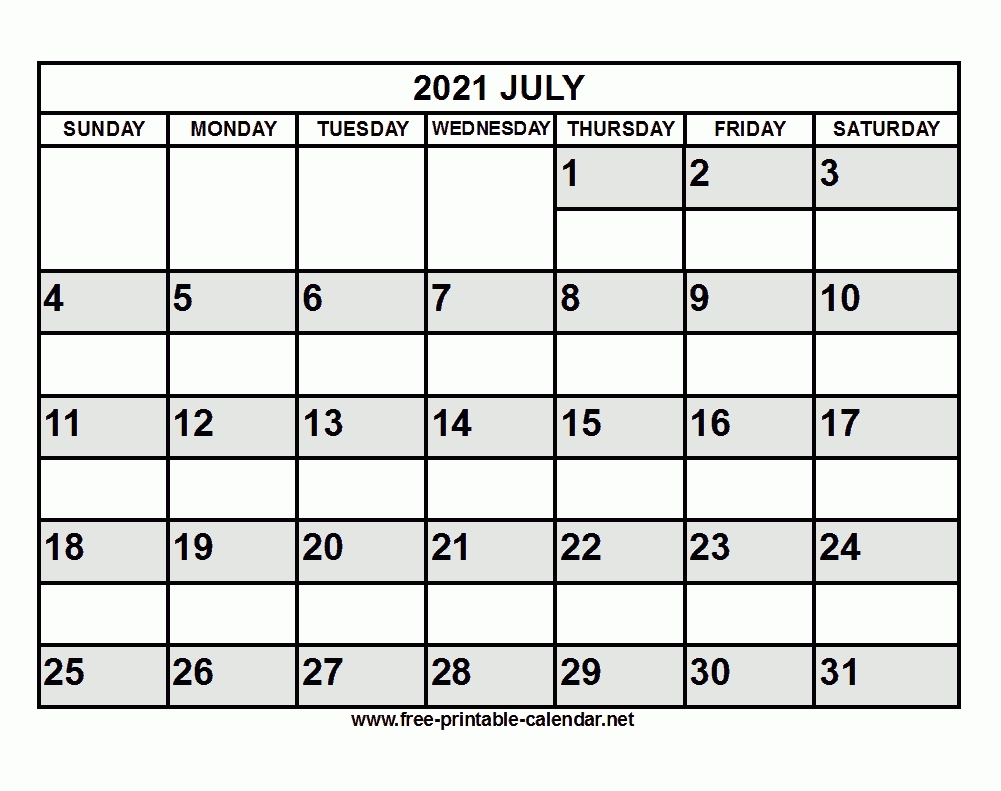 Free Printable July 2021 Calendar Picture Of July 2021 Calendar