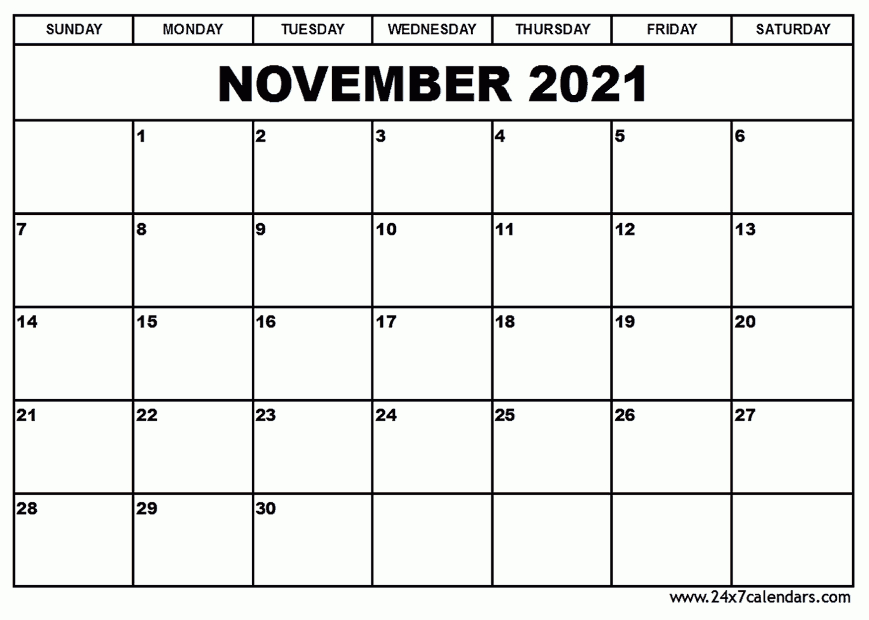 Free Printable November 2021 Calendar : 24X7Calendars Printable Calendar For November 2021