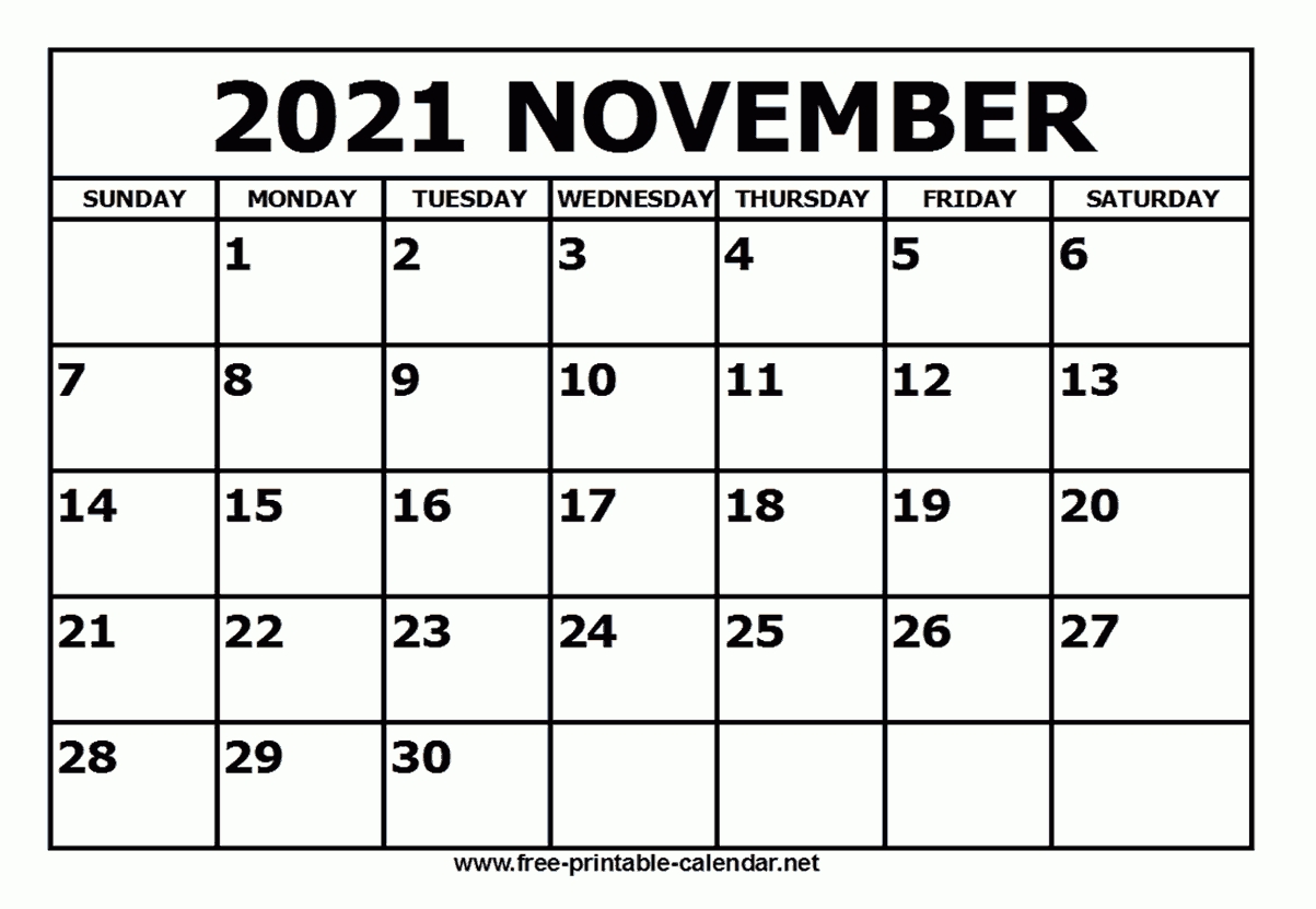 Free Printable November 2021 Calendar August 2021 Calendar Events
