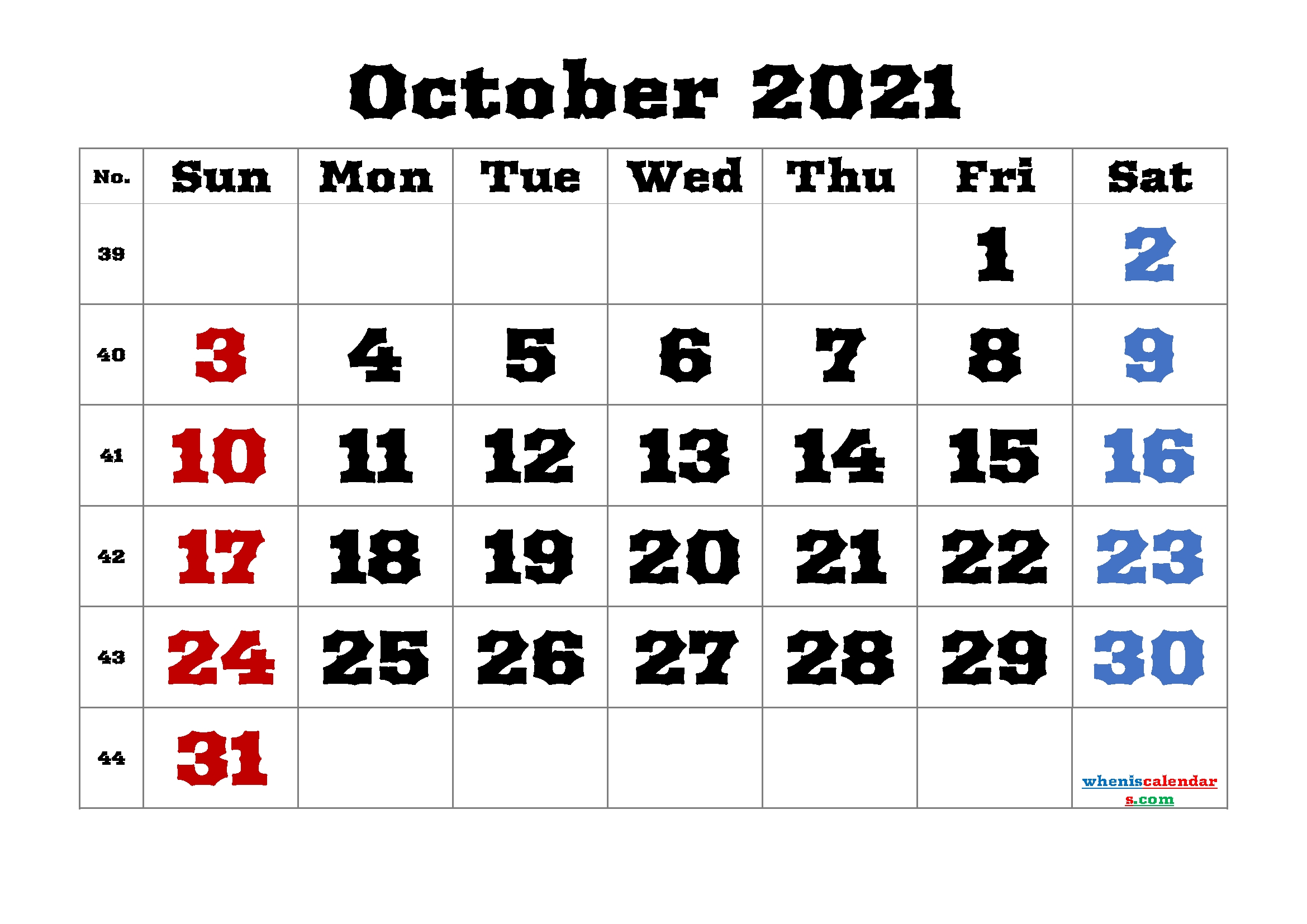 Free Printable October 2021 Calendar October 2021 Calendar To Print