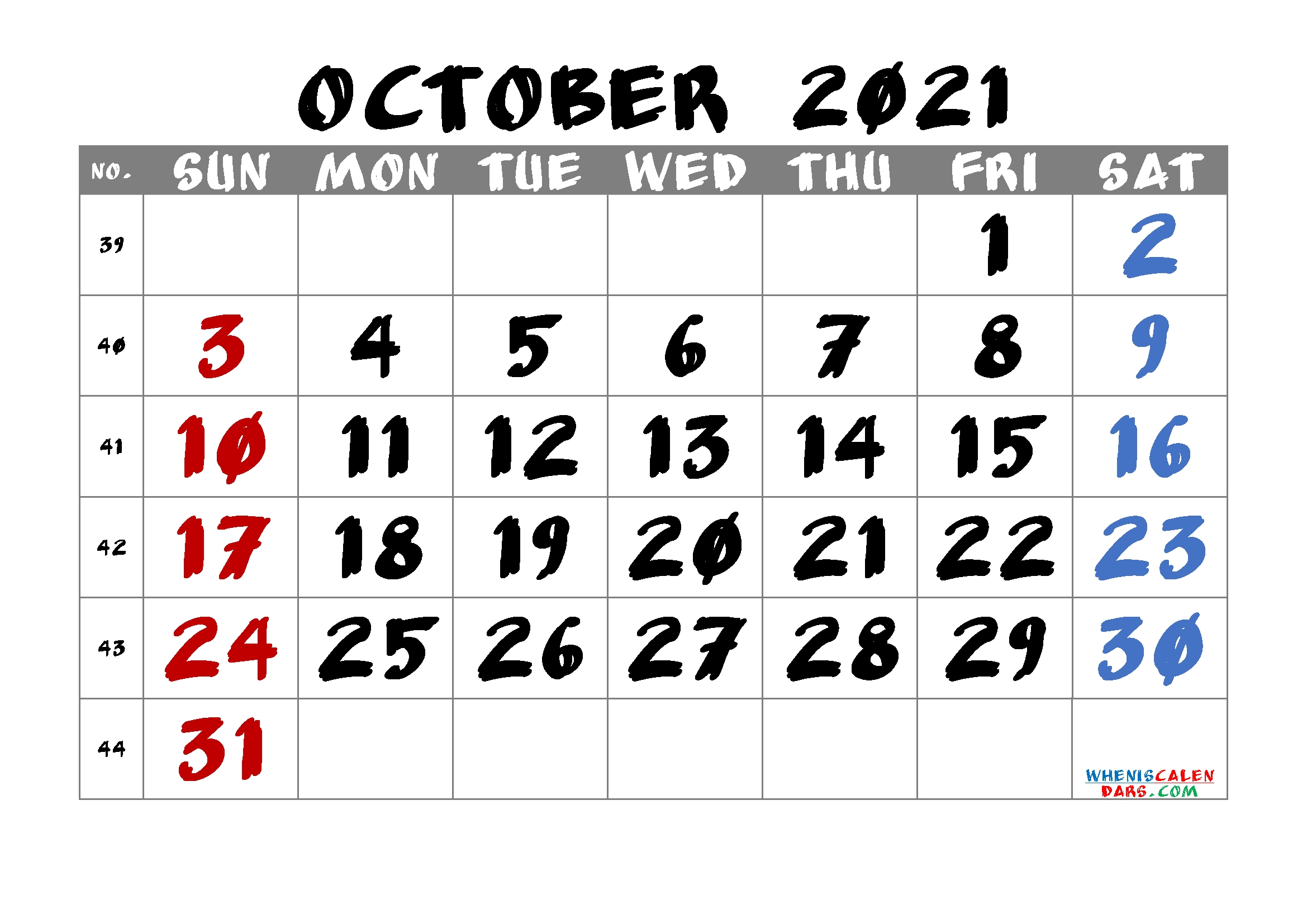 Free Printable October 2021 Calendar October 2021 Calendar To Print