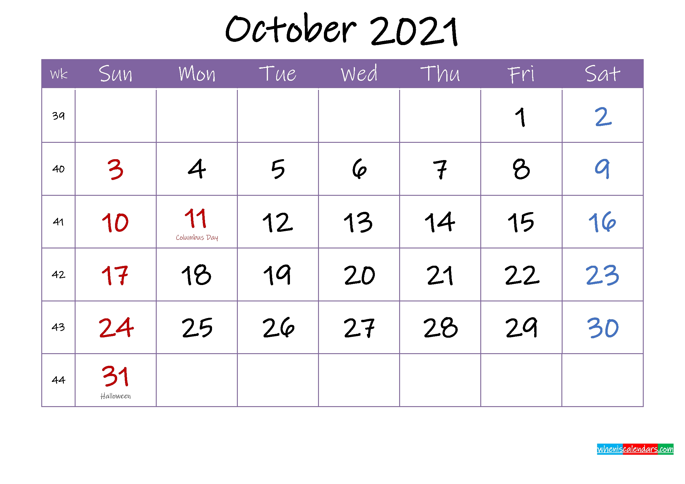 Free Printable October 2021 Calendar With Holidays Free Printable June 2021 Calendar With Holidays