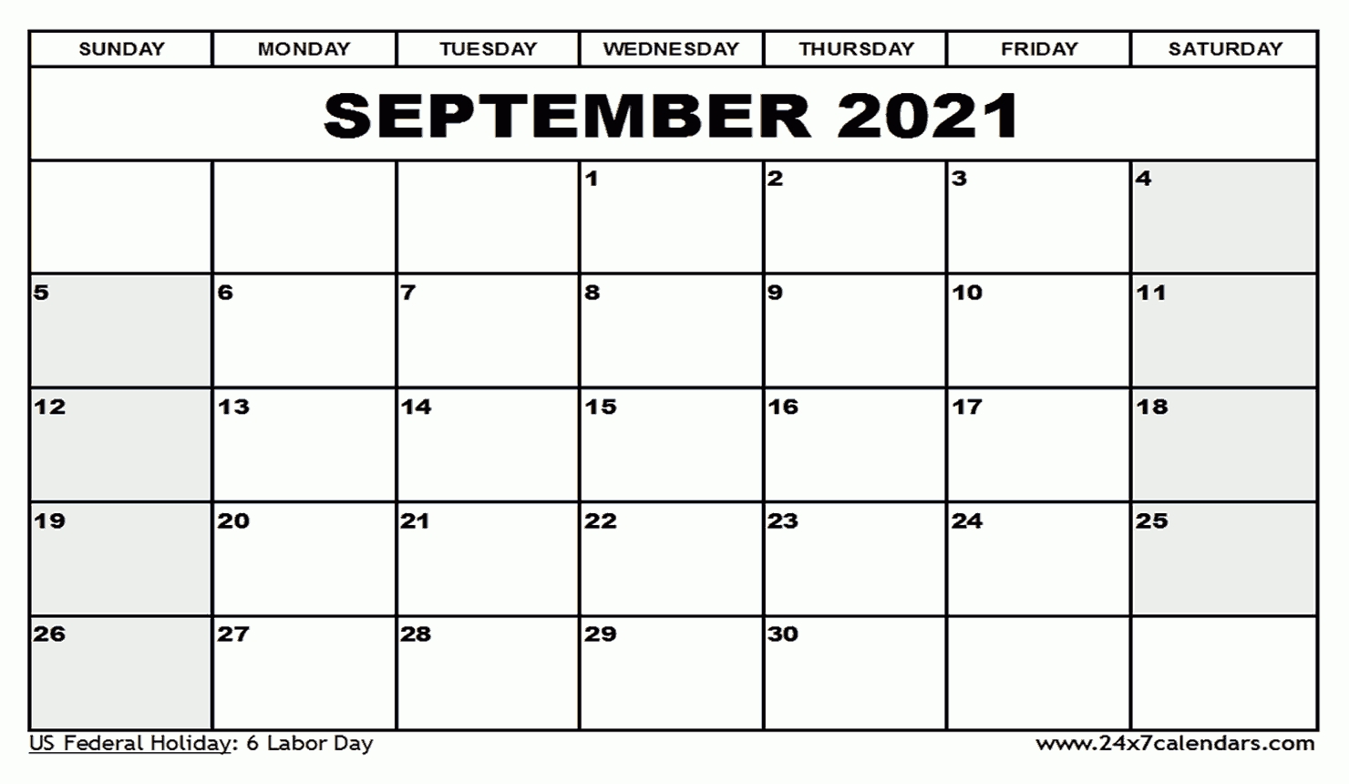 Free Printable September 2021 Calendar : 24X7Calendars September 2021 Calendar Template