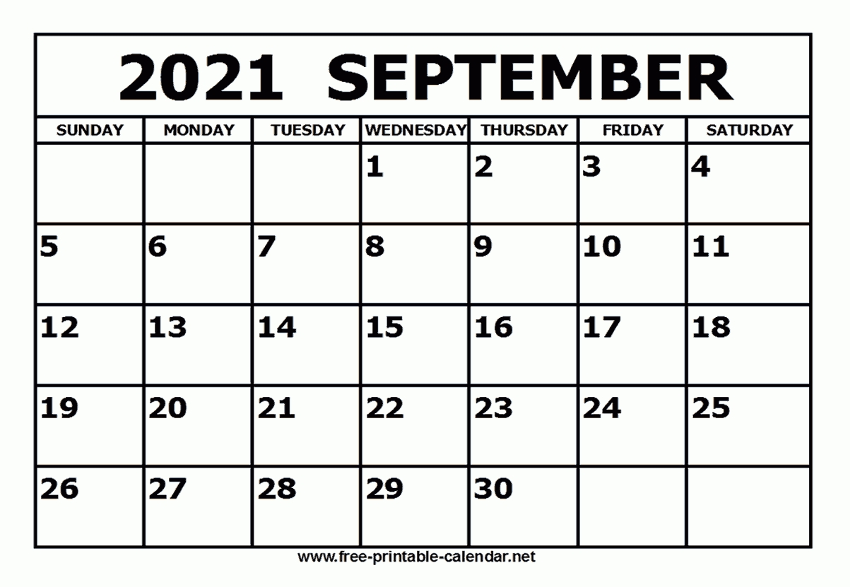 Free Printable September 2021 Calendar Printable Calendar September 2020 To September 2021