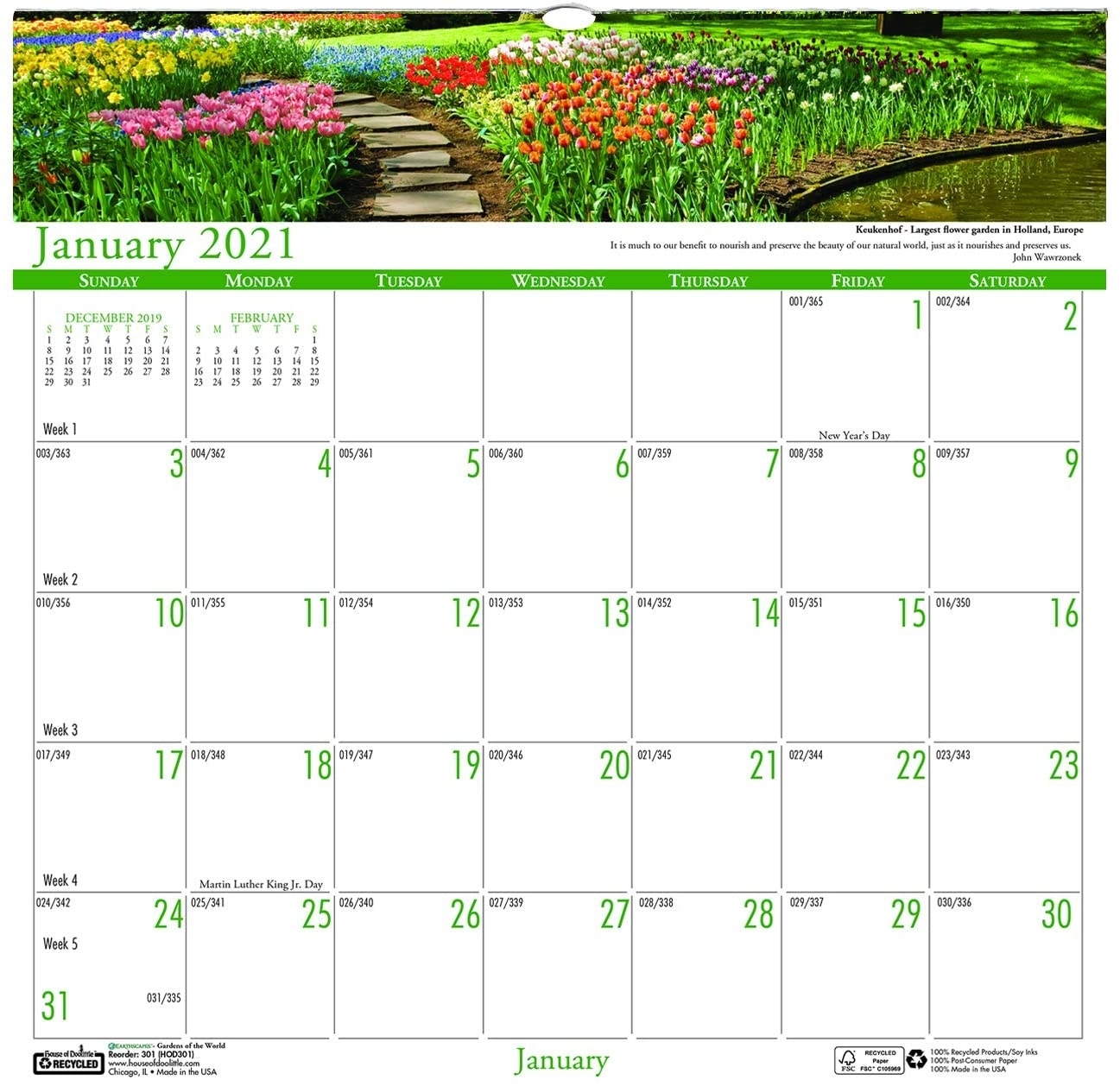 House Of Doolittle 2021 Monthly Wall Calendar, Earthscapes Gardens Of The World, 12 X 12 Inches December 2021 Calendar Canada
