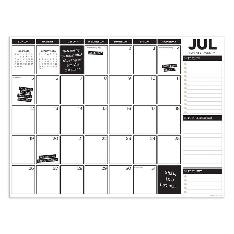 July 2020 June 2021 Get Shit Done Mini Desk Pad Monthly | Etsy Desk Calendar July 2020 To June 2021