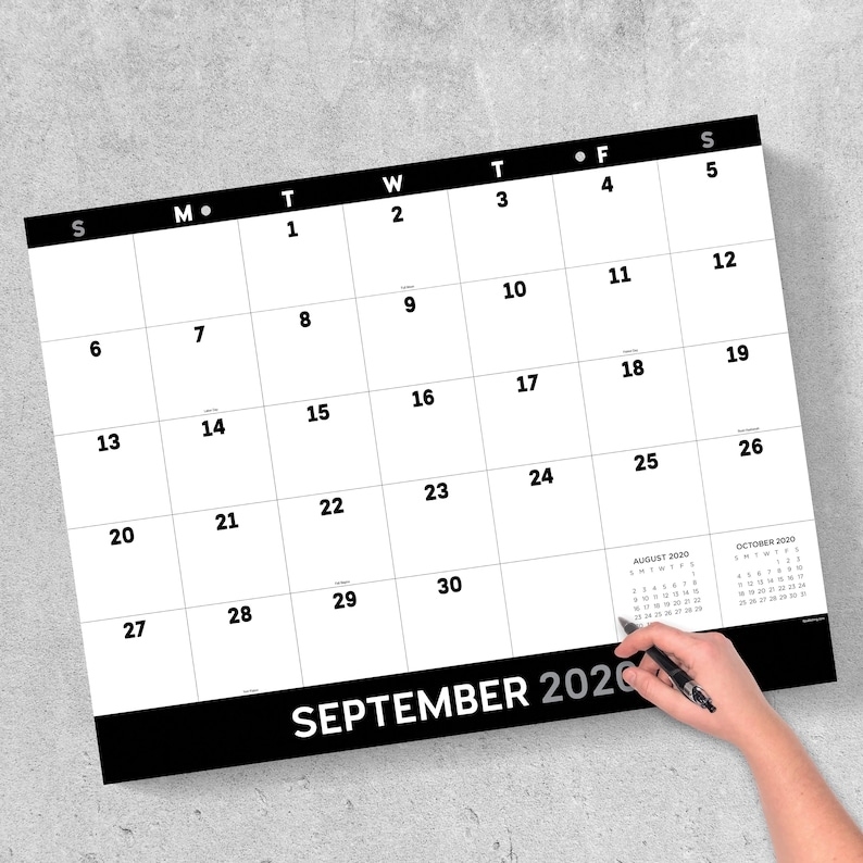 July 2020-June 2021 Utility Black And White Large Desk Pad | Etsy Desk Calendar July 2020 To June 2021