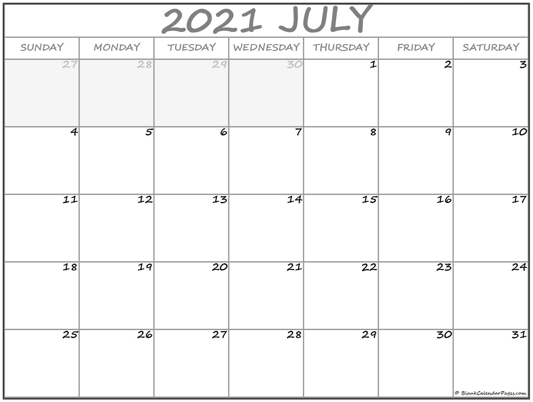 July 2021 Calendar | Free Printable Calendar Templates Picture Of July 2021 Calendar