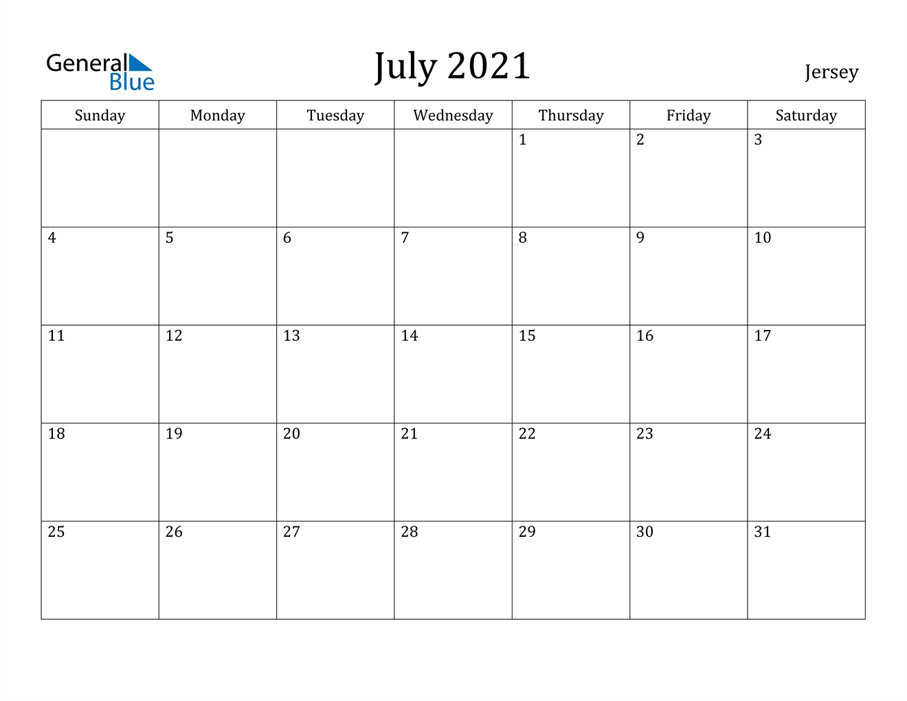 July 2021 Calendar - Jersey July 2020 To December 2021 Calendar