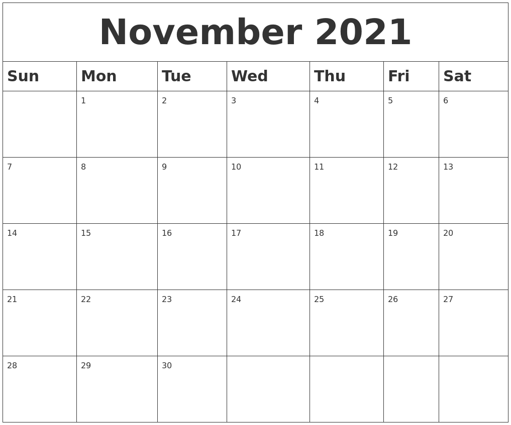 July 2021 Calendar November 2020-December 2021 Calendar