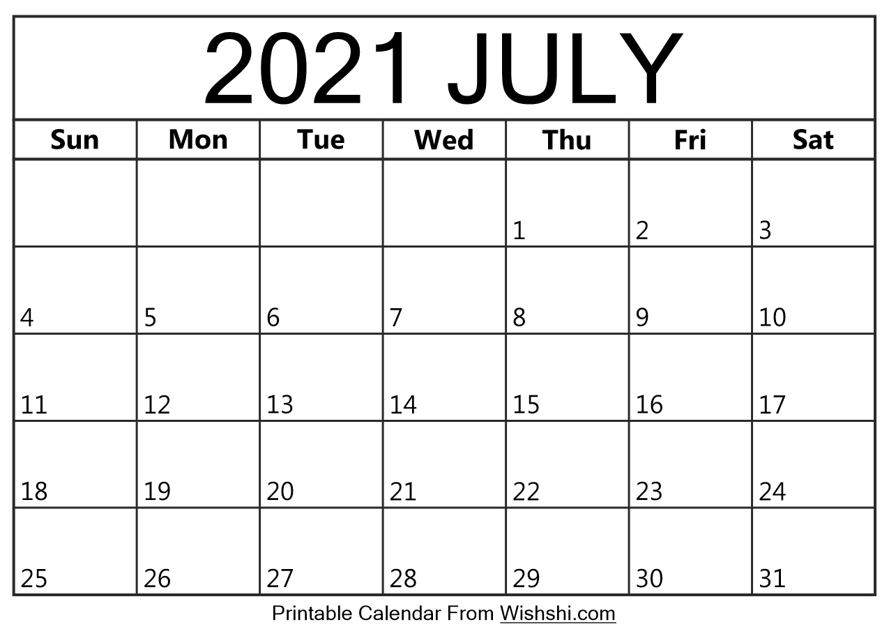 July 2021 Calendar Printable - Free Printable Calendars July 2021 Calendar Printable February Through July 2021 Calendar