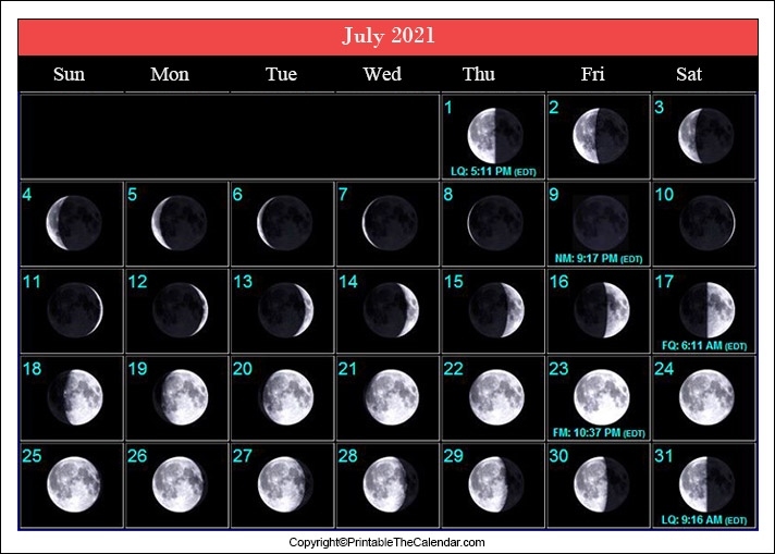 July 2021 Full Moon Calendar [Free Printable Template] July 2021 Lunar Calendar