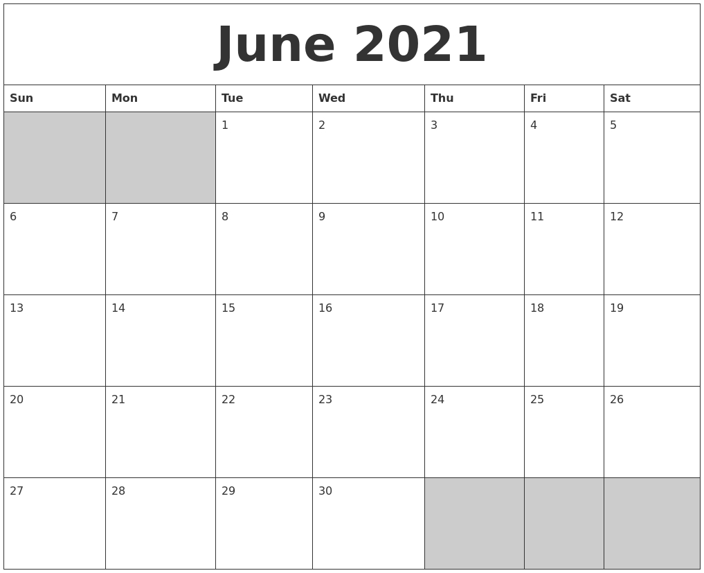 July 2021 Printable Calander June-August 2021 Calendar