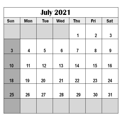 July Holidays 2021 | July Calendar 2021 With Holidays July 2021 Calendar Holidays
