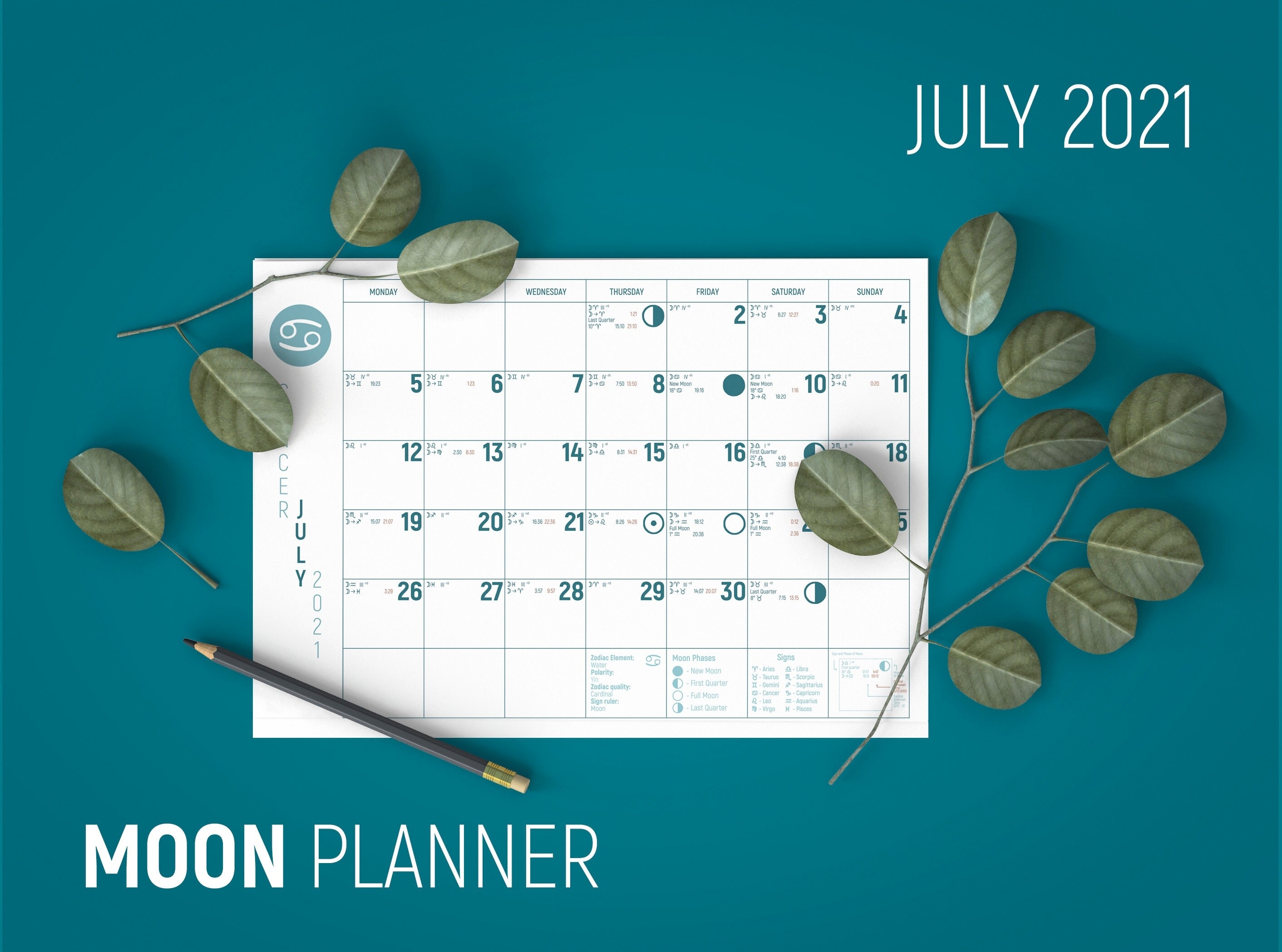 July Moon Calendar Astrology Planner 2021 July Planner | Etsy July 2021 Lunar Calendar