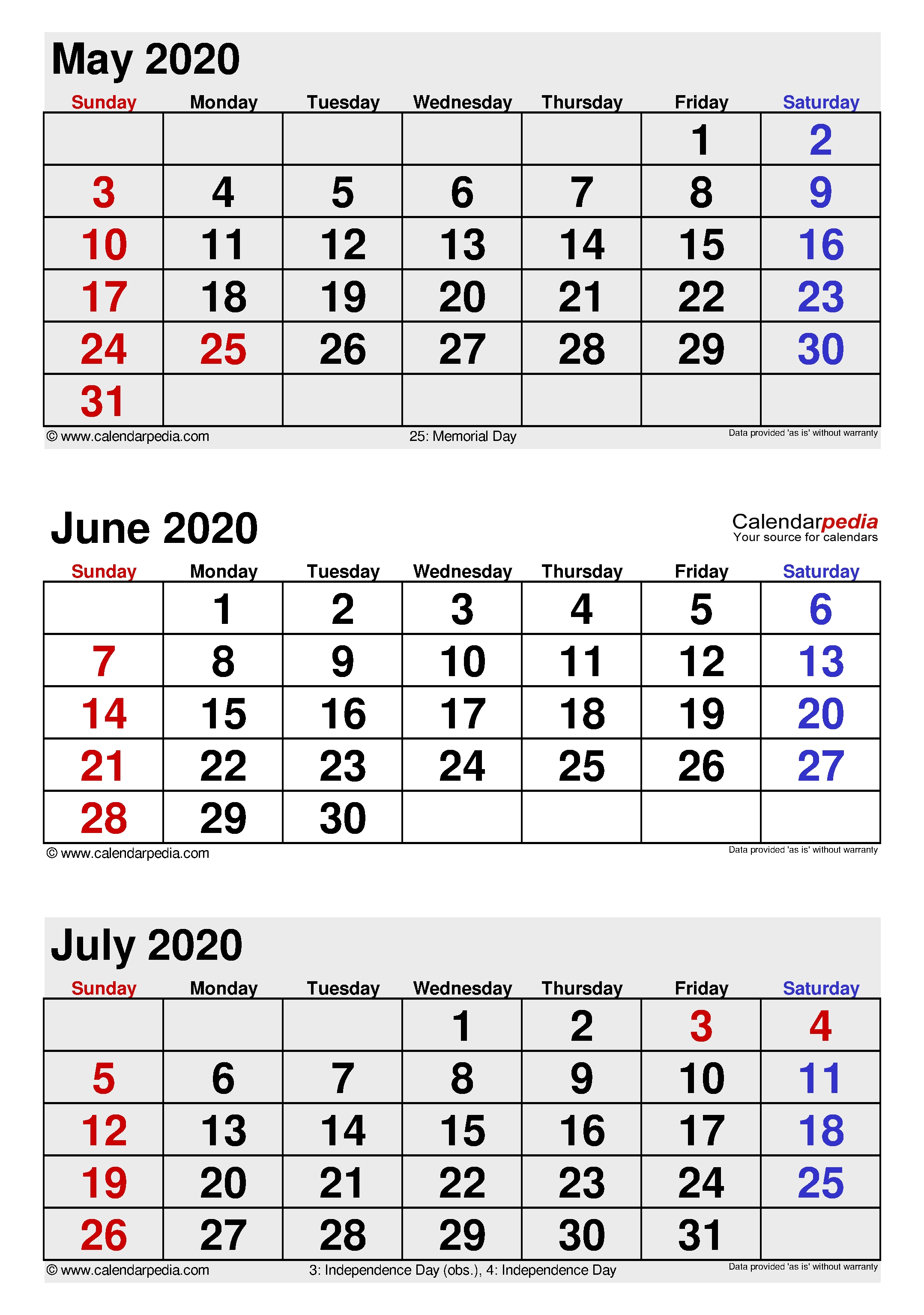 June 2020 Calendar | Templates For Word, Excel And Pdf One Page Calendar July 2020 To June 2021