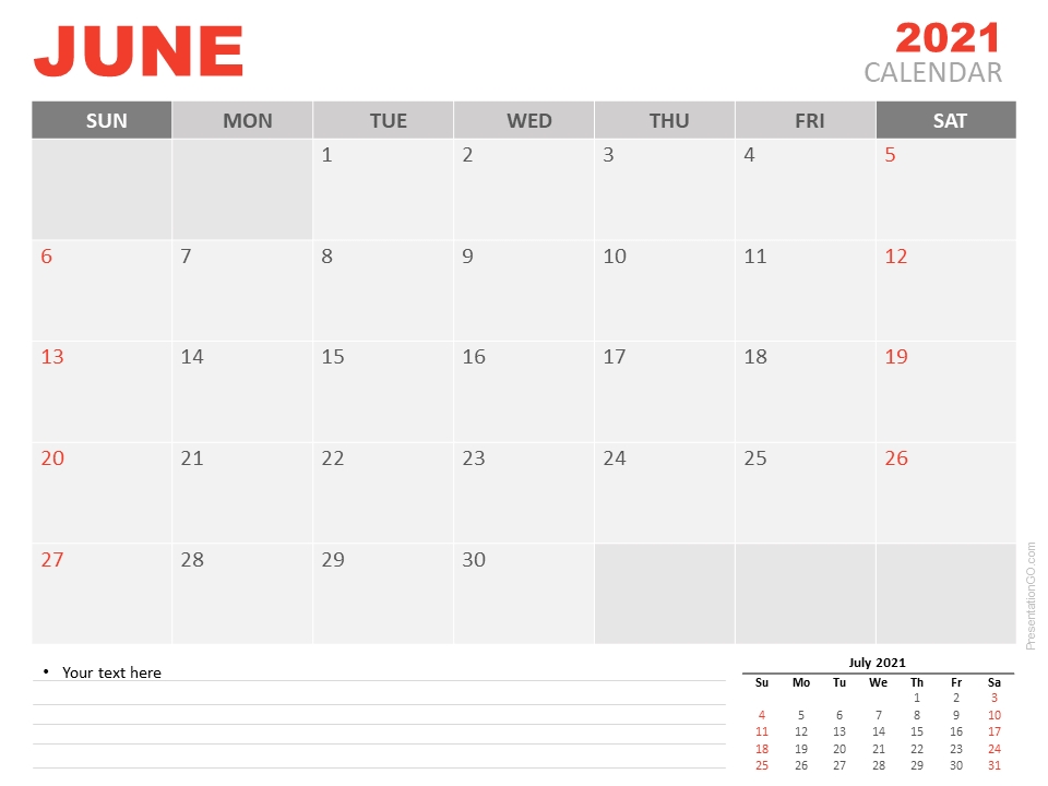 June 2021 Calendar For Powerpoint And Google Slides June 2021 Calendar Editable