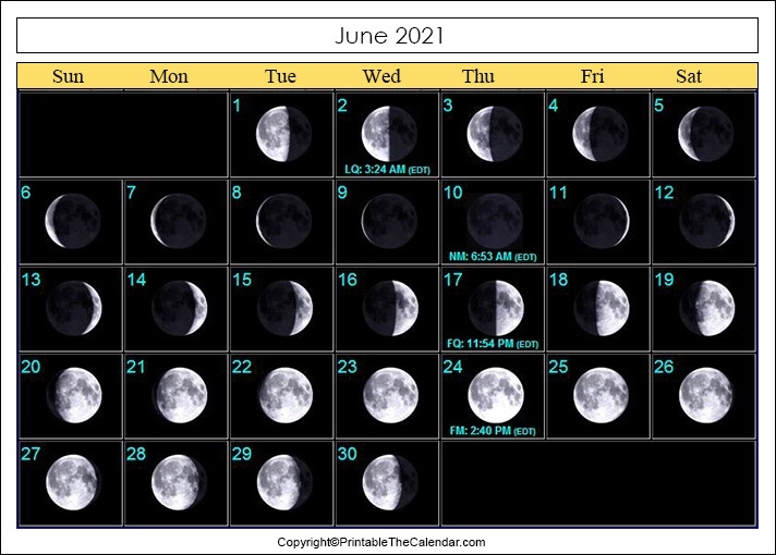 June 2021 New Moon Calendar | Printable The Calendar July 2021 Full Moon Calendar