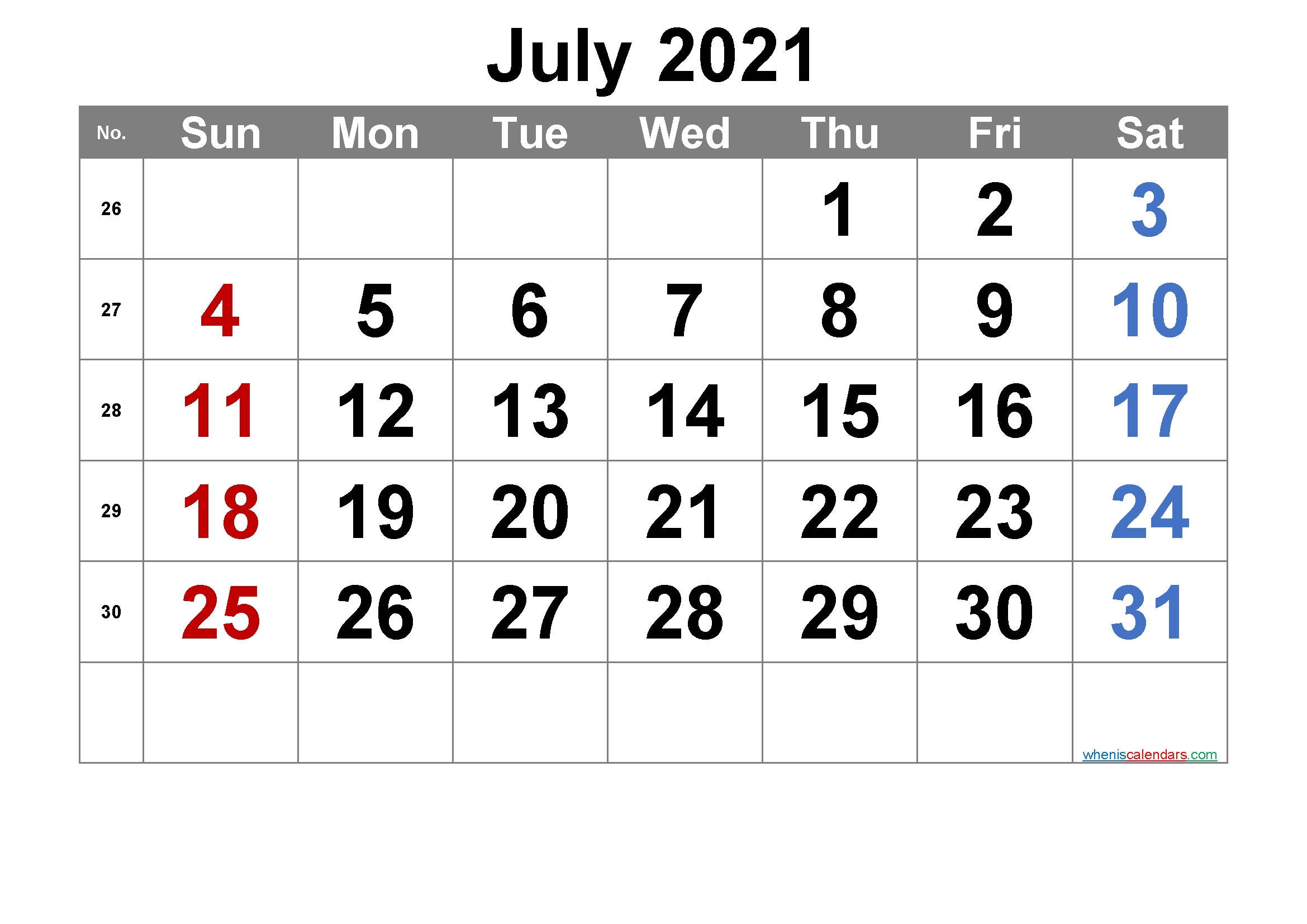 June 2021 Printable Calendar With Week Numbers - 6 Templates | Free Printable 2020 Calendar With July 2020 To July 2021 Calendar