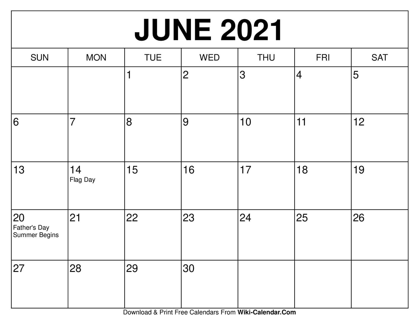 June Calendar 2021 | 2021 Printable Calendars Free Printable Calendar July 2020 To June 2021
