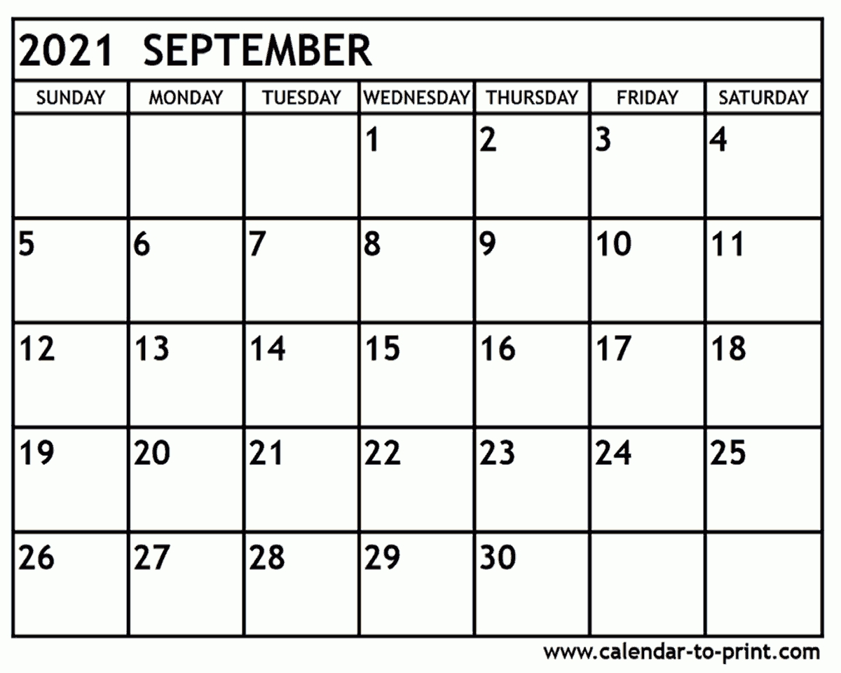Large Number 2021 Free Calendar | Calendar Printables Free Blank Printable Calendar September 2020 To August 2021