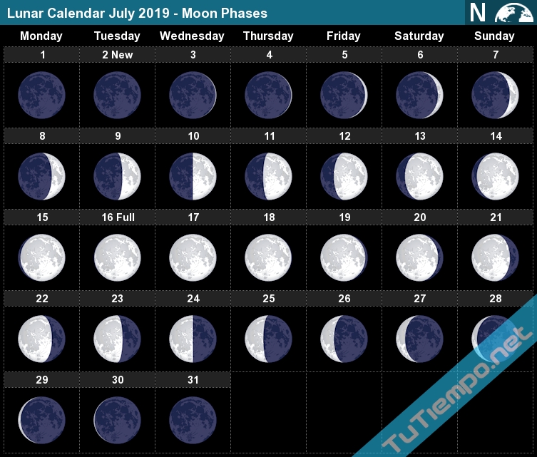 Lunar Calendar July 2019 - Moon Phases July 2021 Lunar Calendar