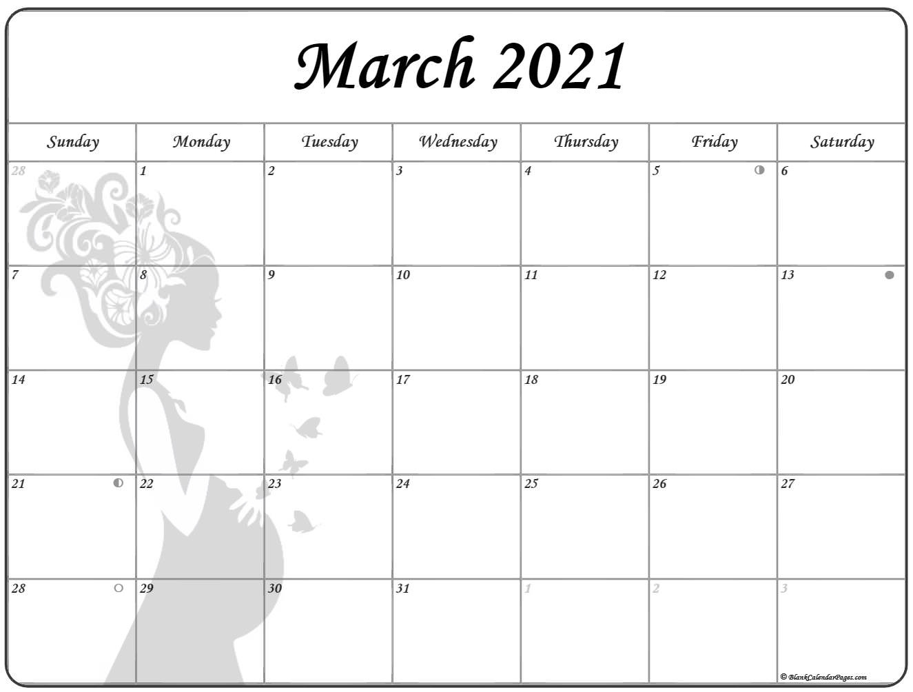March 2021 Pregnancy Calendar | Fertility Calendar March To December 2021 Calendar