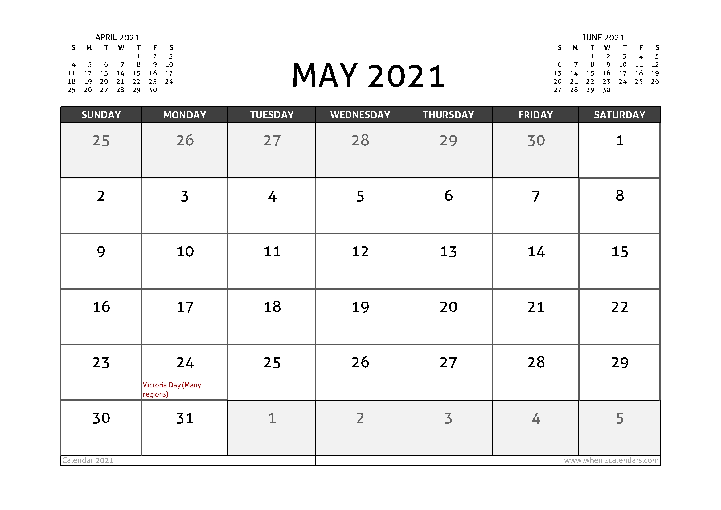 May 2021 Printable Calendar Canada | Free Printable Calendar Canada September 2021 Calendar