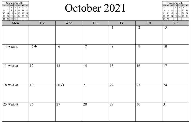Moon Phases October 2021 Calendar In 2020 | Calendar Template, Blank Calendar Template, Blank August 2021 Lunar Calendar