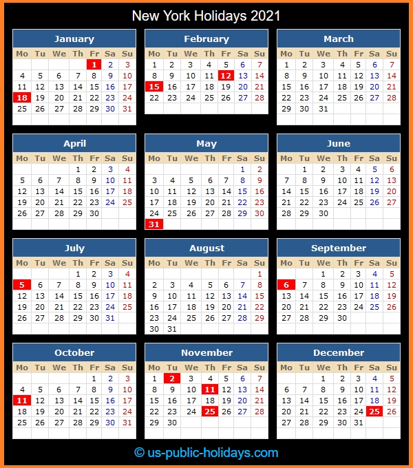 New York Holidays 2021 November 2021 Election Calendar