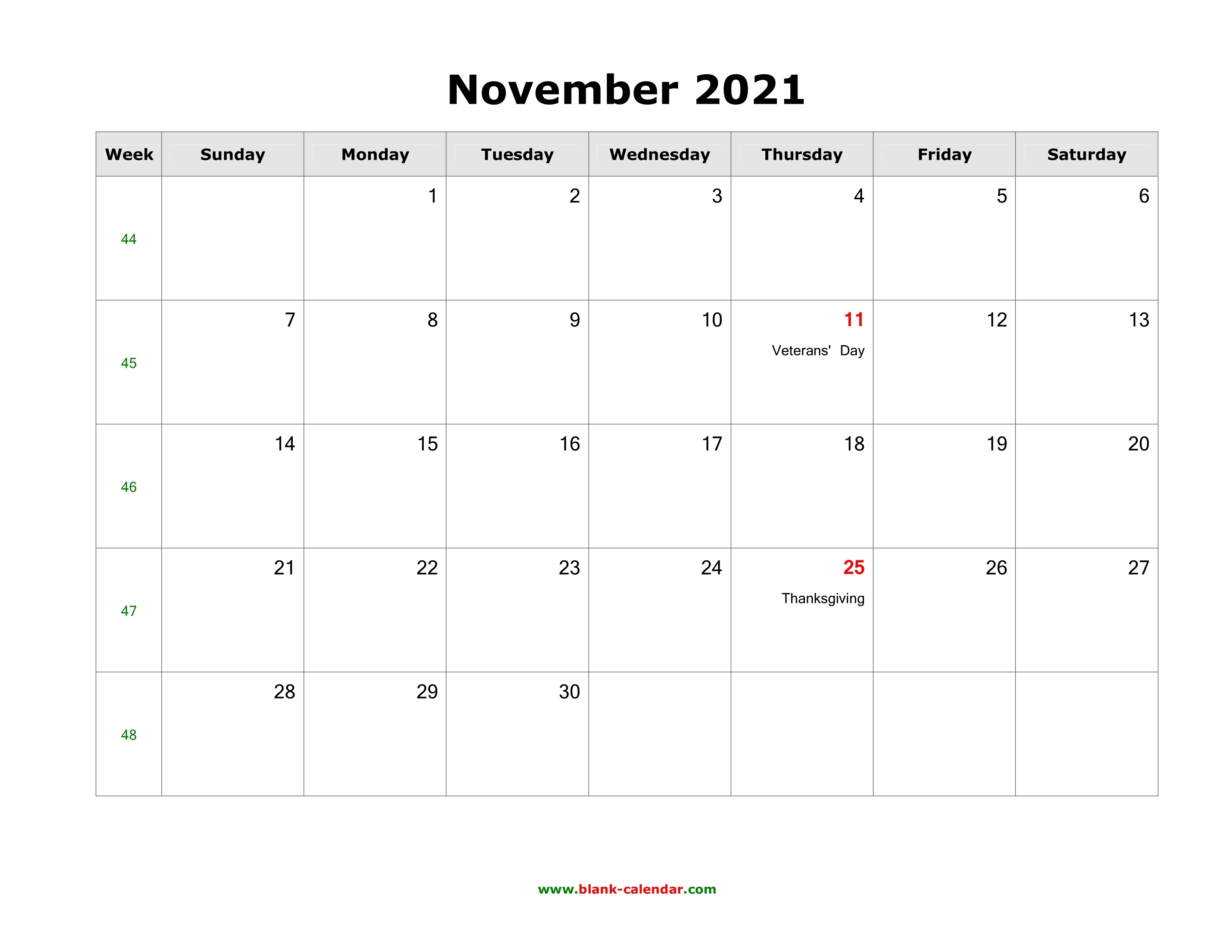 November 2021 Blank Calendar | Free Download Calendar Templates Calendar For November And December 2021