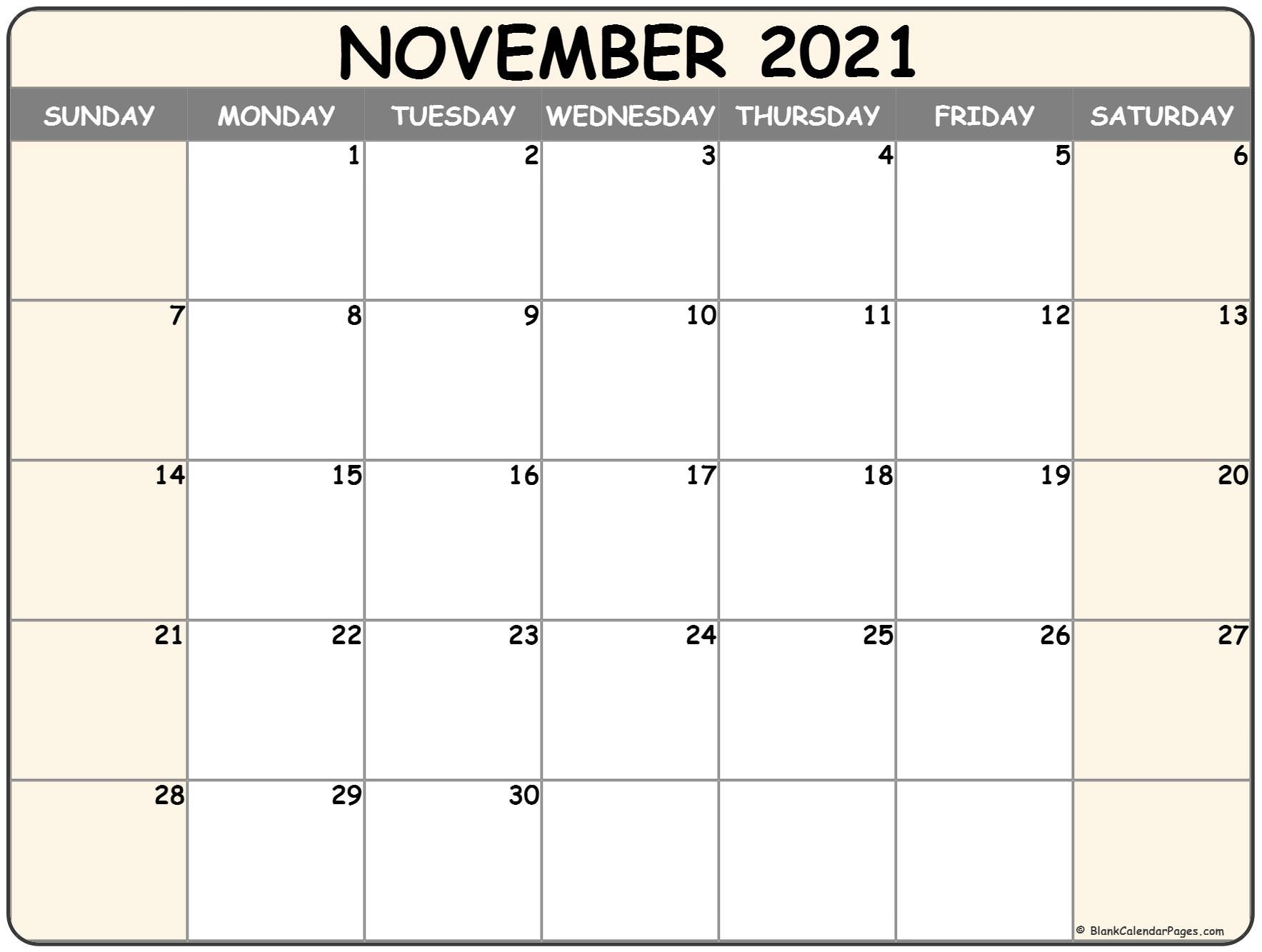 November 2021 Calendar | Free Printable Calendar Templates Calendar Month Of November 2021