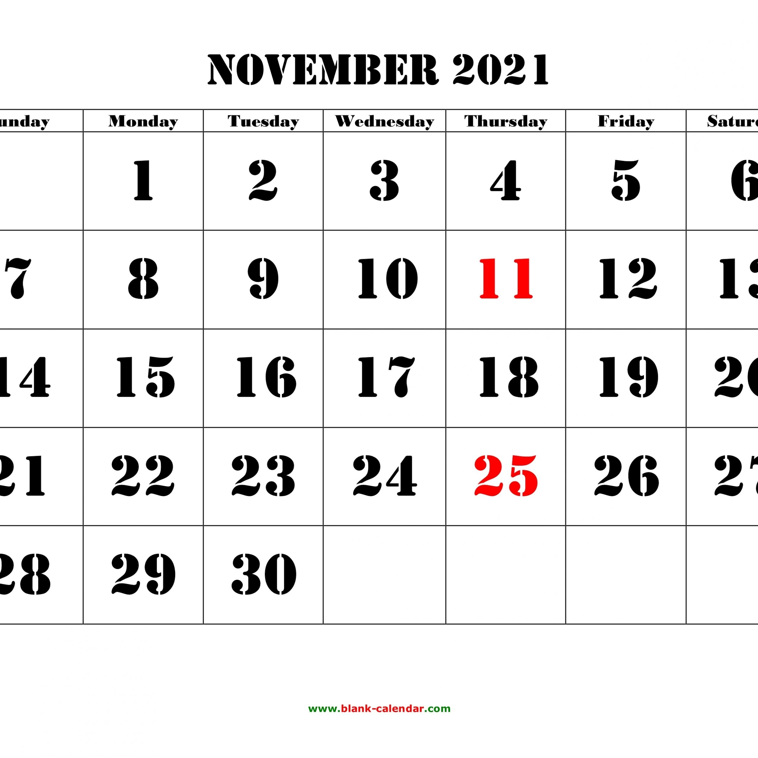 November 2021 Calendar Printable Large | Free Printable Calendar November 2021 In Hijri Calendar