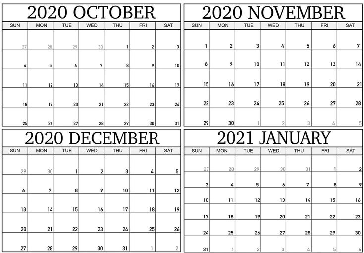 October 2020 To January 2021 Calendar Template | June Calendar Printable, Calendar Printables October 2020 To January 2021 Calendar